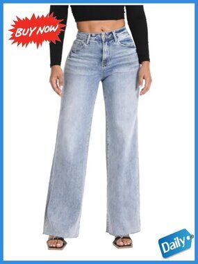 High Waisted Wide Leg Stretchy Jeans Tummy Control Denim Pants